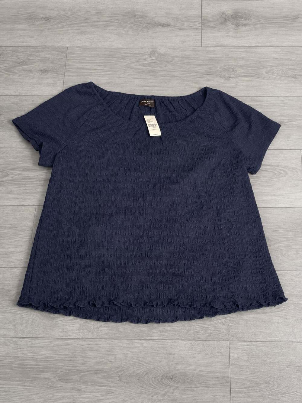 Lane Bryant NWT Women's Blue Smocked Short Sleeve Blouse Size 18/20